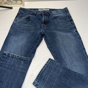 EXPRESS Jeans Mens 32X30 Slim Straight‎ Medium Wash Blue Stretch Denim Low Rise